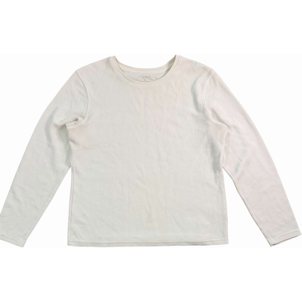 Sonoma Life & Style Essential White Long Sleeve Shirt Crewneck Medium
